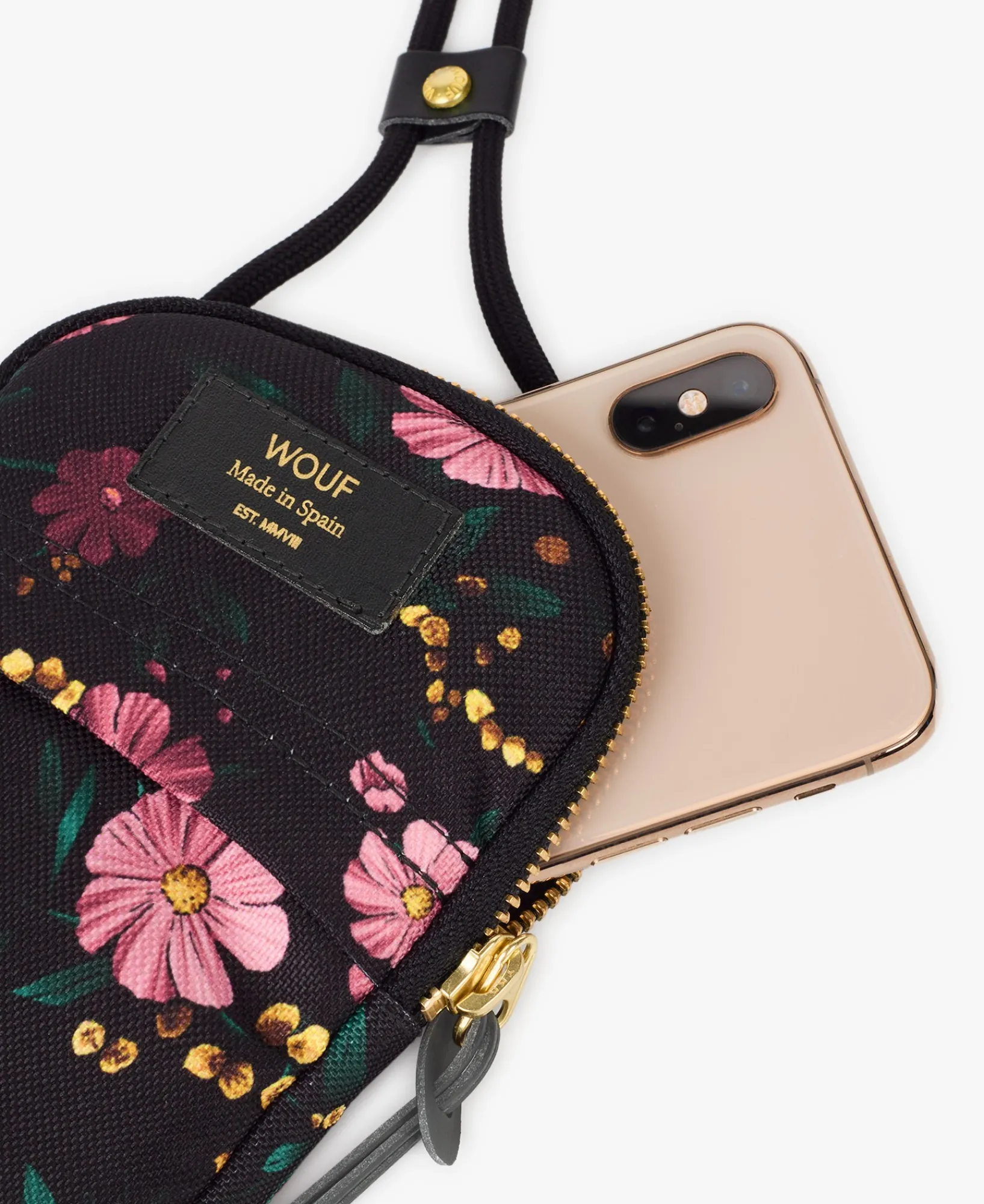 Sacs Pour Téléphone^WOUF Sac De Téléphone Fleurs Noires