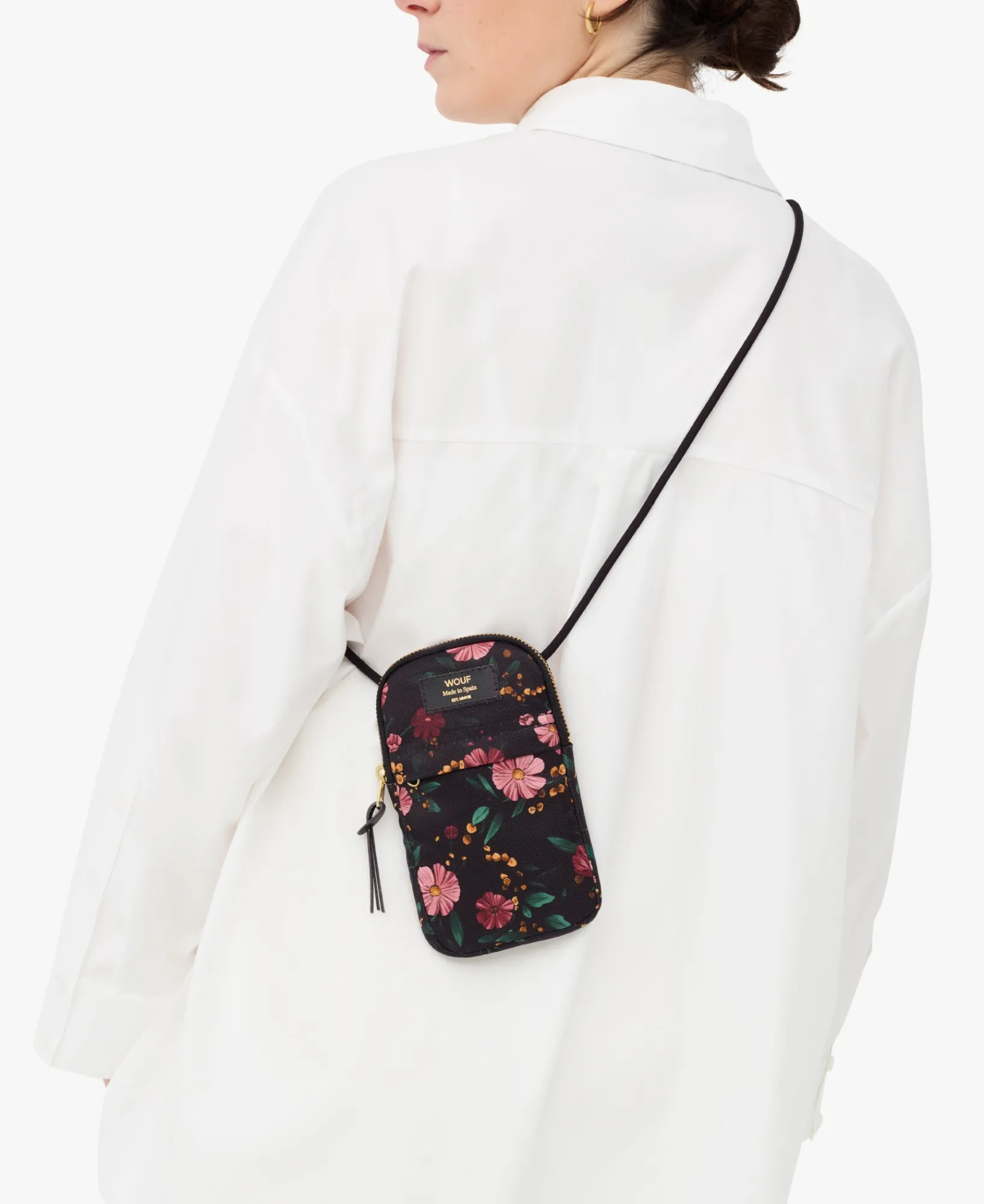 Sacs Pour Téléphone^WOUF Sac De Téléphone Fleurs Noires